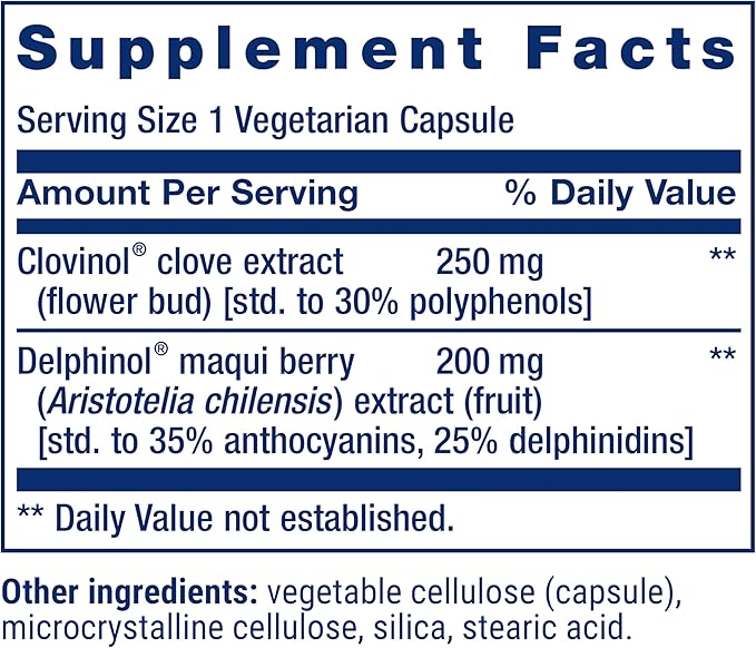 Life Extension Glycemic Guard™ Clove Extract Maqui Berry (Aristotelia chilensis) Helps Maintain Already Healthy glycemic Balance Vegetarian Gluten-Free 1-Daily Non-GMO 30 Capsules