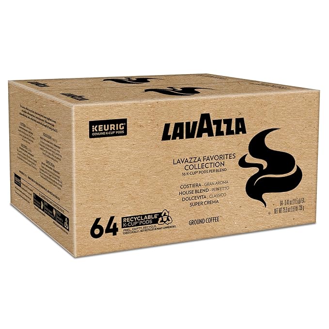 Lavazza Favorites Collection Variety Pack Single Serve Keurig® K-Cup® Pods Light and Medium Roast Coffees 64-Count Box