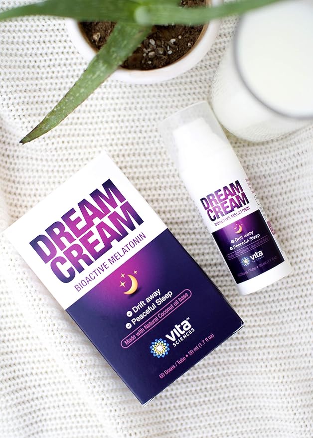 Vita Sciences Dream Cream Melatonin 3mg - The Best Natural Sleep Topical Sleep Cream and Fragrance-Free Lotion - Pack of 3