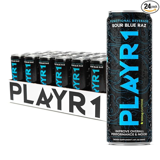 PLAYR1 Sour Blue Raz Caffeinated 24 pack