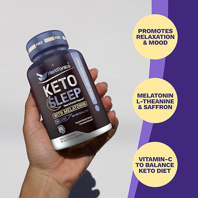 Keto Sleep Exogenous Ketones and Sleep Aids for Adults | Melatonin 5mg with Keto BHB to Help You Fall Asleep Faster | Apple Cider Vinegar Capsules Plus Keto BHB | Fat Burner &amp Weight Loss Suppleme