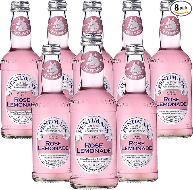 Fentimans Botanically Brewed Classic Rose Lemonade Sparkling Soda 9.3 fl oz Bottles – Premium Craft Soda/Mixer for Cocktails &amp Refreshing Drinks