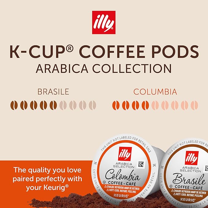 illy Coffee K Cup Pods for Keurig Machines Brasile &amp Colombia Single Origin Medium Roasts 100% Arabica Premium Italian Coffee 10 Count 6 Variety Pack