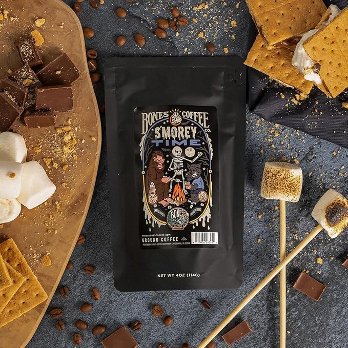 Bones Coffee Company Favorite Flavors Sample Pack Box Set with Specialty Coffee Mug 5 Assorted Single-Origin Low Acid Medium Roast Arabica Beans Flavored Coffee Gifts 4 oz Pack of 5 Ground