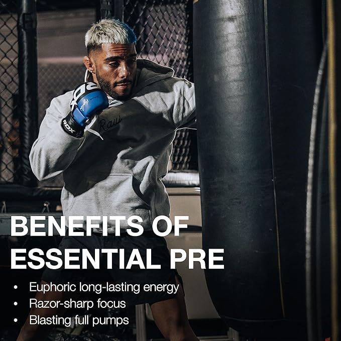 RAW Essential Pre-Workout Powder (Rasberry Creamthickle) - Chris Bumstead Sports Supplement for Men &amp Women - Preworkout Energy Powder with Caffeine L-Citrulline L-Tyrosine &amp Beta Alanine B