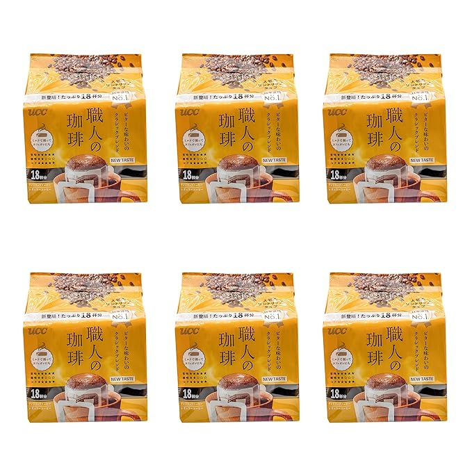 UCC Shokunin Coffee Classic Blend Single Serve Japanese Style Pour Over Coffee imported from Japan 108 Individual Bags 0.25 oz (7g) per bag Sun-Dried Beans Artisan Crafted Each Bag Makes 5oz Cup