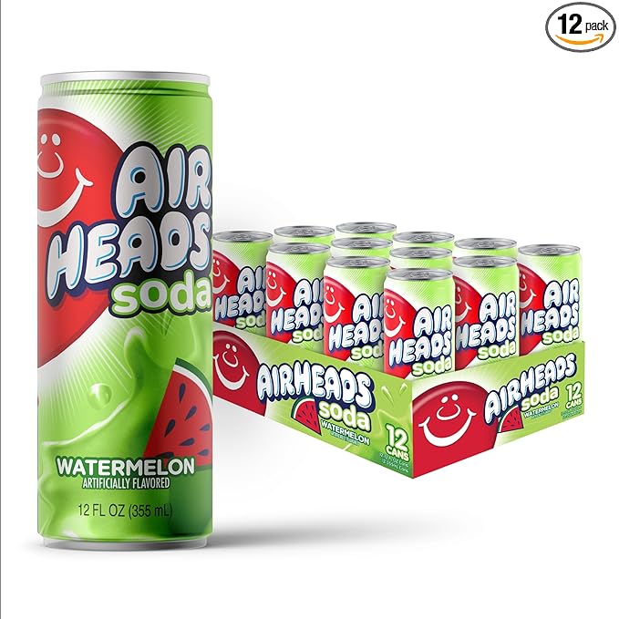 Airheads Soda – 12 Pack of 12oz Sleek Cans | Creamy Fruit Soda with Big Juicy Flavor | Dairy-Free Gluten-Free Kosher (Watermelon)