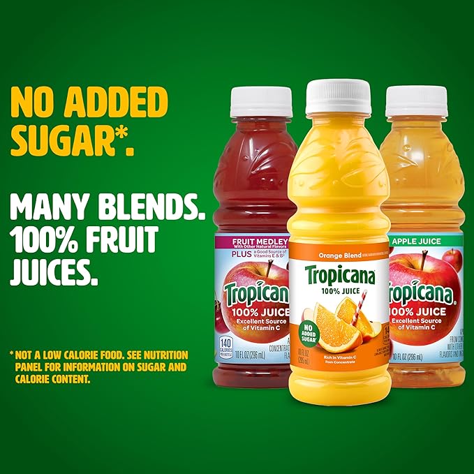 Tropicana 100% Juice 3-flavor Classic Variety Pack10 Fl Oz (Pack of 24)