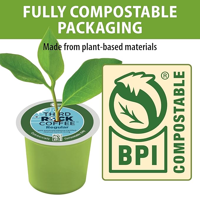 Third Rock Dark Roast Compostable Coffee Pods – 80 Count – 100% Rainforest Alliance Certified Coffee