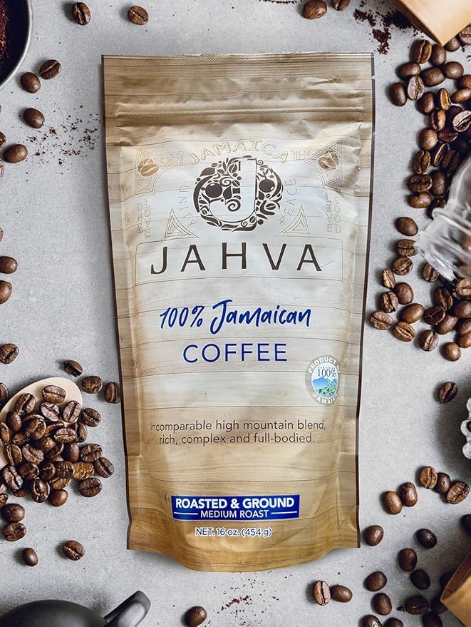 Jahva 100% Jamaican Coffee Medium Roasted and Ground from Jamaica (16oz.)