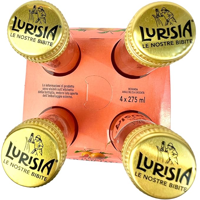Lurisia Aranciata Rossa Blood Orange Soda 4 x 9.3 Fl Oz (275ml) Italian Soda - Sicilian Blood Orange - Citrus Orange Soft Drink - Red Orangeade - Carbonated Sparkling Fruit Juice Beverage from Italy