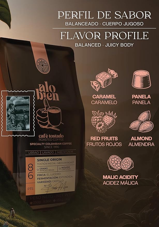 Alo Bien Specialty Coffee (Ground) 1 LB. - Café Especial Colombiano Tostado By Beta Mejía