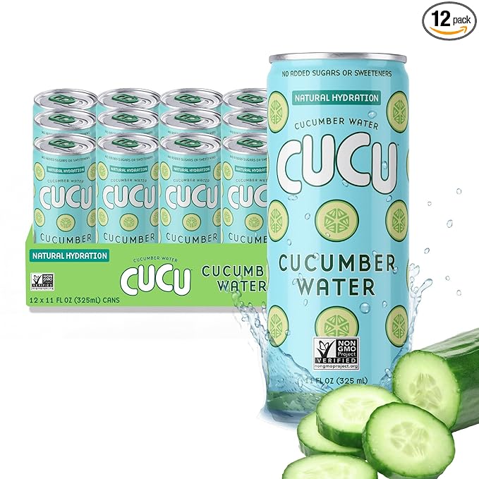 CUCU Pressed Cucumber Water – Real Juice from Fresh Cucumbers with Vitamin C Electrolytes &amp Antioxidants – No Sugar Added Non-GMO – 11 fl oz 12-Pack