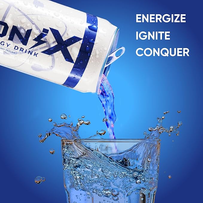 Zero Sugar Energy Drink - ionix Nootropic Drink to Boost Focus and Mood with L-Theanine Natural Green Tea Caffeine Vitamins &amp Prebiotic for Gut Health - 12 fl oz Cans (Pack of 12)