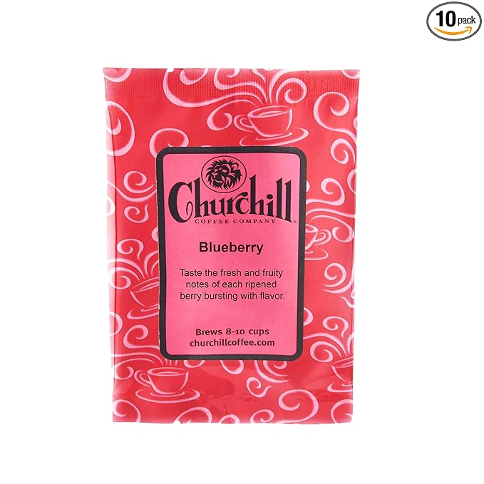 Churchill Coffee Blueberry 10 Portioned Packs -1.5 oz each - Ground - Flavored Coffee