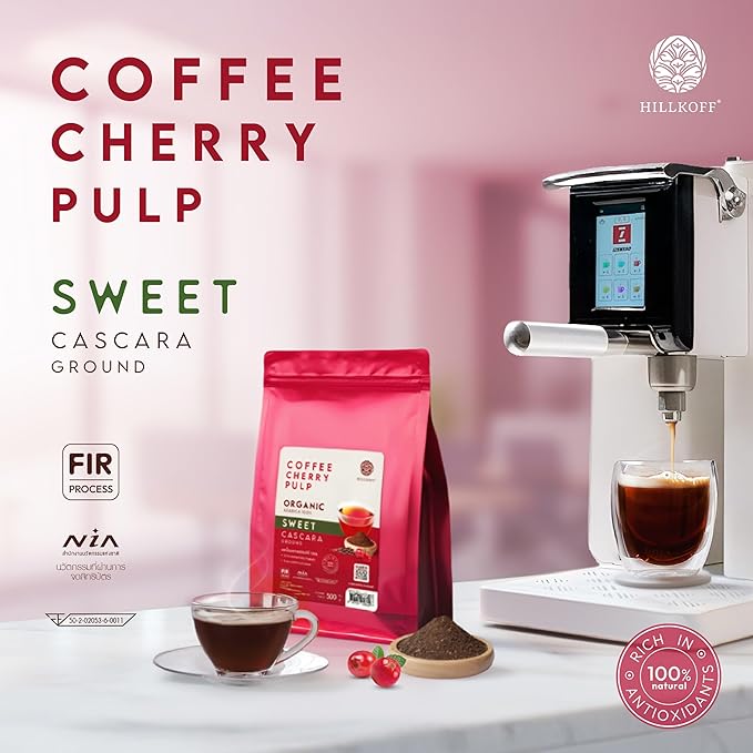 Hillkoff Cascara Sweet - Ground Coffee Cherry Tea 100% Coffee Fruit Husk Fruity Antioxidant-Rich Ground Husk 500 g
