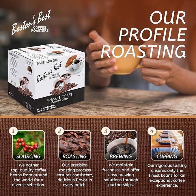 Boston’s Best - Rich &amp Bold French Roast Gourmet Delectable Dark Roast Coffee Compatible with Keurig Coffee Maker 1 Count (42 Single Serve Cups)