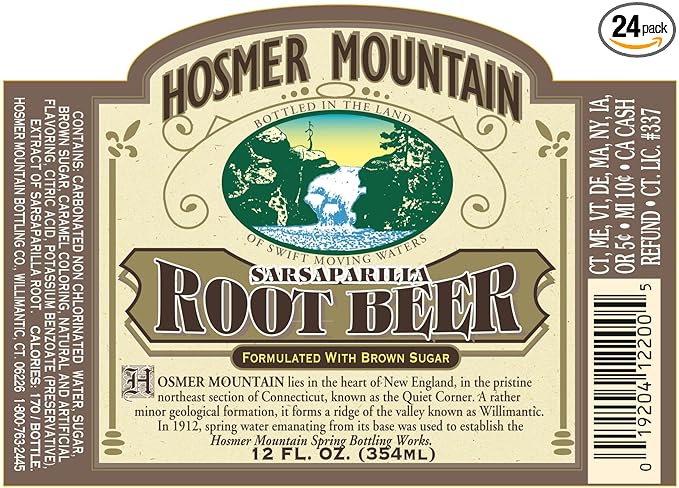 Hosmer Mountain White Birch Beer - 12 oz (12 Glass Bottles) 24 Pack