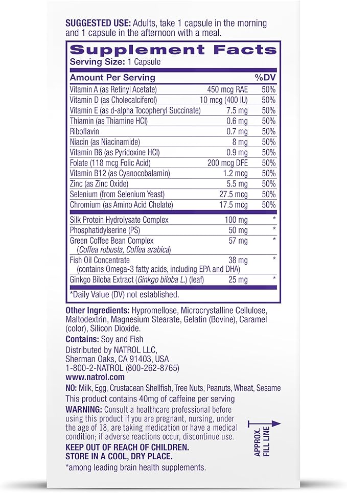 Natrol Cognium Complete Dietary Supplement for Brain Health Brain Health Supplements for Adults 60 Capsules 30 Day Supply