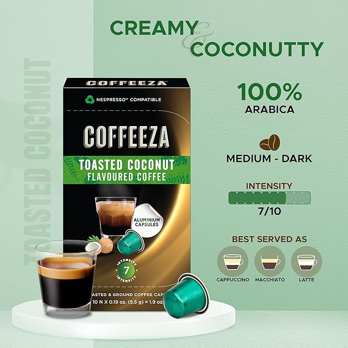 Coffeeza 100% Arabica Nespresso Flavored Coffee Pods Variety Pack Compatible with Nespresso Original Line Machines | 6 Pack 60 Single Serve Coffee Pods