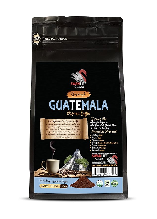 organic coffee dark roast - GUATEMALA GROUND COFFEE ORGANIC arabica dark roast low acidity fair trade - dark roast breakfast blend 3 Bags (36 Oz)