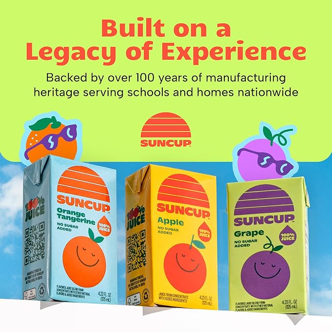 SunCup 100% Juice Boxes for Kids | No Added Sugar No Dyes No Preservatives | Trusted in Schools Across 49 States | Bulk Pack with Straw | 4.23 oz (40 Pack) Apple