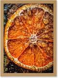 Artery8 Orange Slice with Juice Droplets Macro Painting Artwork Framed A3 Wall Art Print