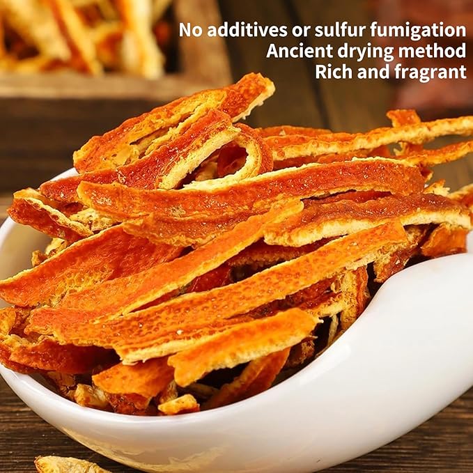 Baihuatang Natural Dried Tangerine Peel for Tea 4.58oz/130g Orange Peel Strips Mandarin Pure Citrus Peel Strips Natural Mandarine Scent Suitable for Cooking &amp Tea 橘皮 陈皮丝