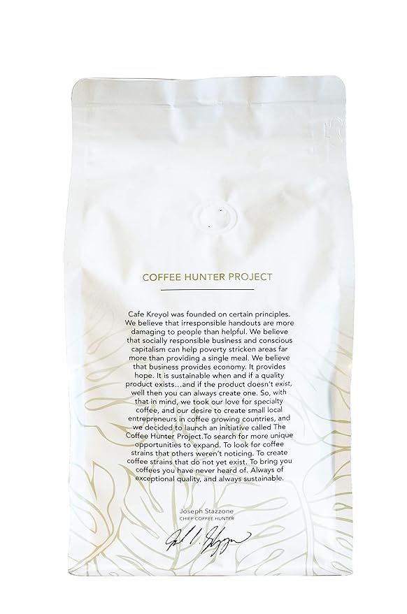 Cafe Kreyol Organic Caribbean Blue | 5 lb - Haitian Blue Light Roast Coffee - Whole Bean Coffee High Caffeine - Smooth Low Acid with Notes of Almond and Walnut