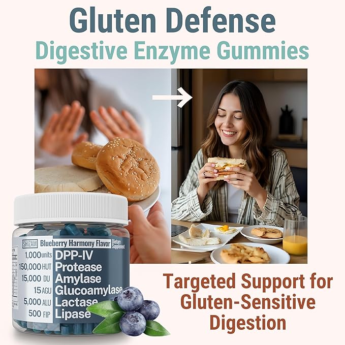 Gluten &amp Lactase Digestive Enzyme Gummies – Lactase Pancreatic Enzymes with DPP‑IV Lipase Gluco‑Amylase Lactase Drops Chewables Capsules Pills Powder Supplement Alt Pancreatic Support for Kids