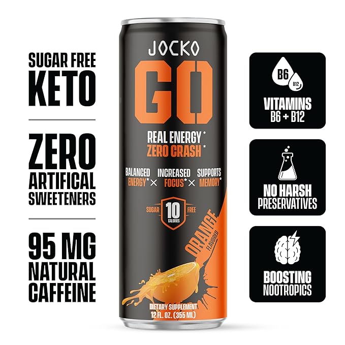 Jocko GO Energy Drink Bundle - Orange &amp Pink Lemonade (24 Cans) 2 Flavors
