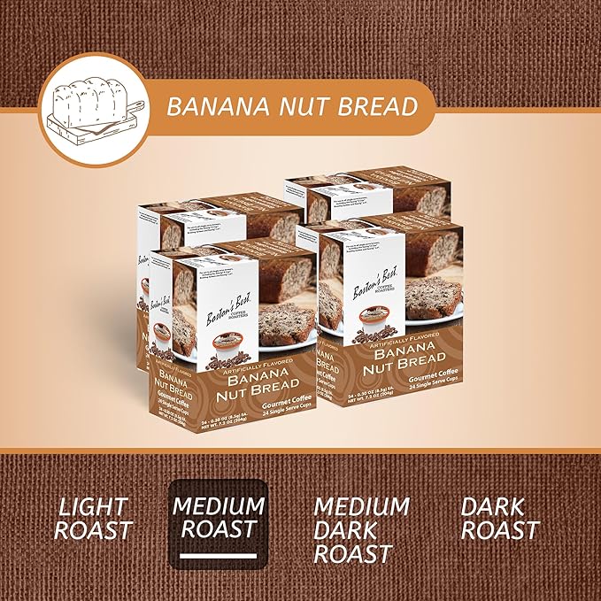 Boston’s Best - Banana Nut Bread Flavored Delicious Gourmet Coffee Compatible with Keurig Coffee Maker 24 Count (Pack of 4)