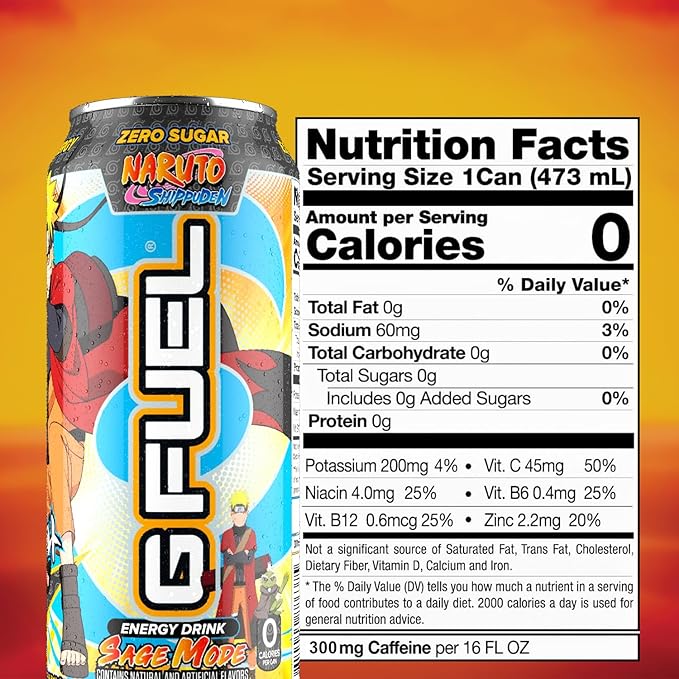 G Fuel Energy Drink Pomelo White Peach Sugar Free Beverage with 300mg Caffeine Daily Energy Boost with Focus Amino Vitamin + Antioxidants 16 oz Cans (Sage Mode 12-Pack)