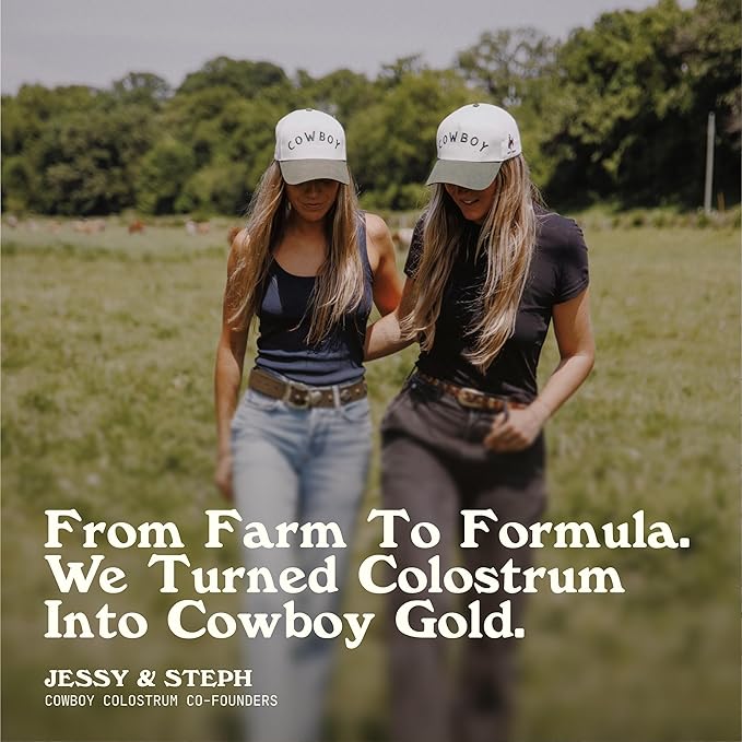 Cowboy - The Exclusive 1st Milking Whole Grass Fed Colostrum Supplement for Full Body Health - Bovine Colostrum Powder Packed w/Bioactive Nutrients - Sugar Free (Unflavored 40 Servings)