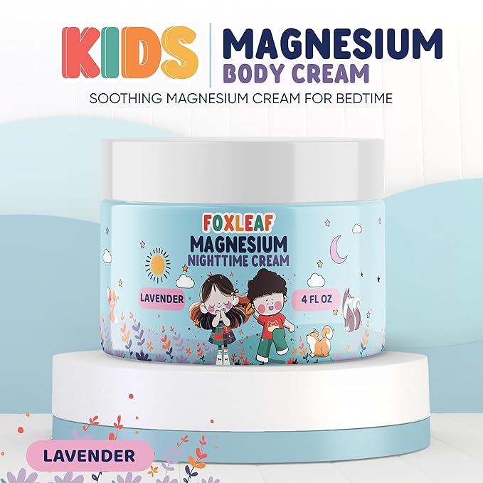Magnesium Cream For Kids - Supports Sleep &amp Comfort with Aloe Vera Shea Butter Dandelion Root Extract &amp Lavender Scented - Made In USA - 4oz
