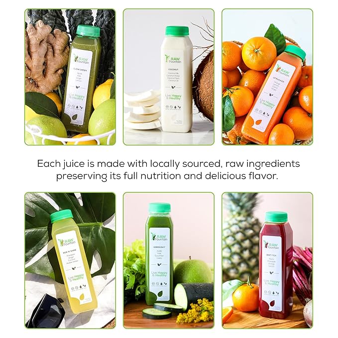 5 Day Juice Cleanse by Raw Fountain All Natural Raw Detox Cleanse Cold Pressed Juice Fast Great Way to Jumpstart a Healthier Diet Kosher Vegan NO Sugar Added 30 Bottles 12oz