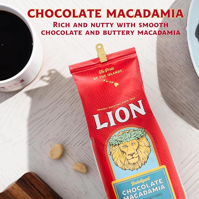 Lion Coffee 24K Gold Roast 100% Kona Whole Bean Coffee Medium-Light Roast A Taste of Aloha - 7 Ounce Bag