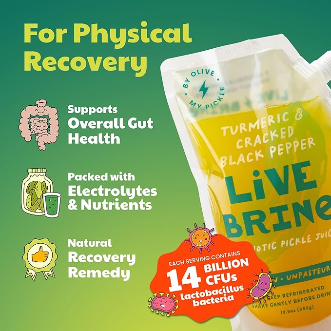 Olive My Pickle Probiotic Pickle Juice - 117 Ounces | 6 Pack of LiveBrine Turmeric &amp Cracked Black Pepper Pickle Juice with Natural Probiotics and Digestive Enzymes for Gut Health - 78 Pickle Shot