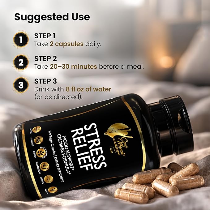 Cocó March N.M.D Stress Relief Support Supplement – Magnesium &amp B Vitamins Blend with Ashwagandha Supports Stress Response Sleep Cycle Cognitive &amp Nerve Health – Gluten Free Vegan – 120 Ca