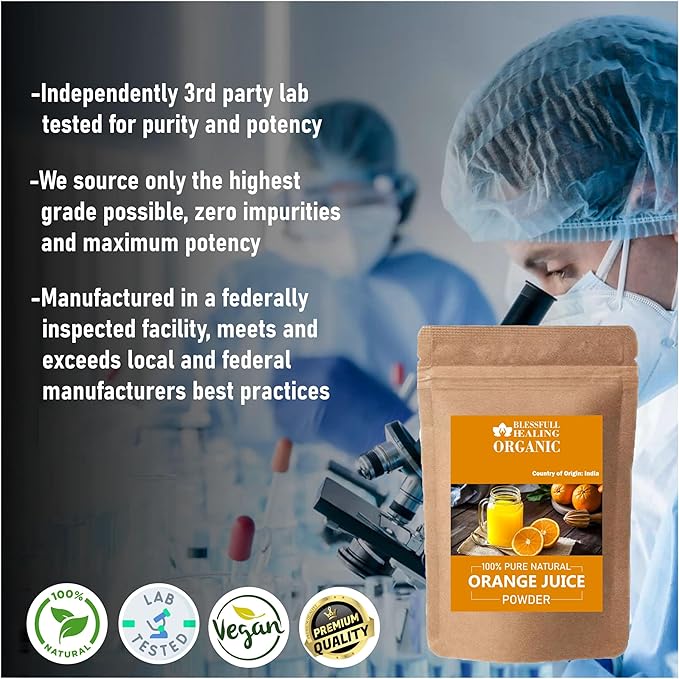 Blessfull Healing Organic Orange Juice Powder 100% Pure Natural 300 Gram / 10.58 oz