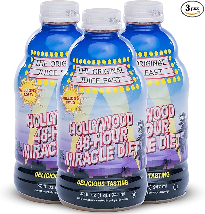 Hollywood diet - 48-Hour Miracle Fruit Juice Cleanse Diet 3-Pack Detox Cleanse for Weight Loss &amp Rejuvenation Food Replacement Fast Acting Diet Weight Loss Drink 32 Fl. Oz.