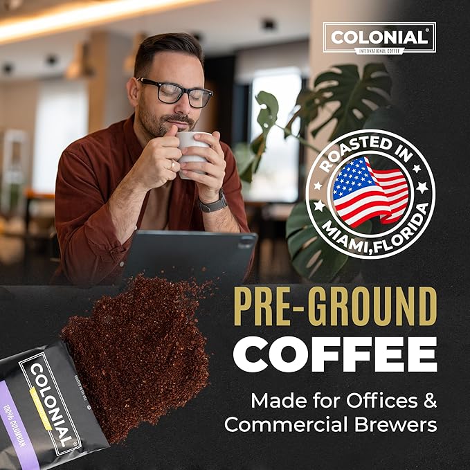 Colonial Coffee 32 Count Single Pot Coffee Packets – 100% Arabica High Caffeine Medium-Dark Roast | Pre-Measured Frac Packs for 12 Cup Maker | Bulk Ground Gourmet Coffee for Home &amp Office