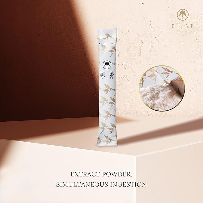 BI-SU Extract Powder Stick | with Natural Swiftlet Nests Extract Collagen Peptides Sialic Acid Nourishes Skin Body Anti-Aging Japanese Beauty Healthy Supplement 30 PCS 3.92kcal 1g per Sachet