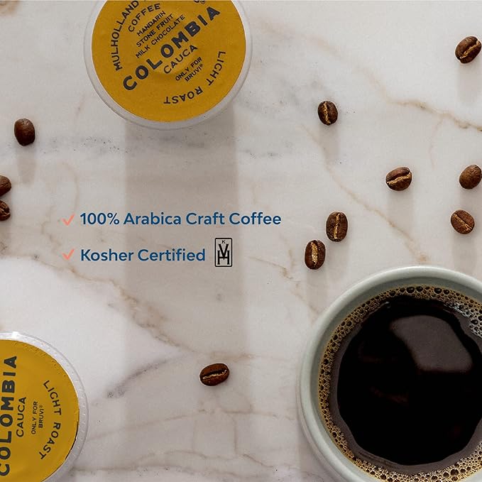Mulholland Roasters | Colombia Coffee B-Pods | Only Compatible with Bruvi Coffee Brewer | Includes 60 Pods