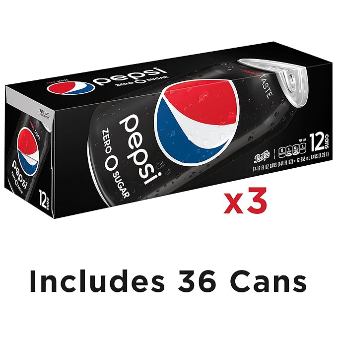 Pepsi Zero Sugar Soda Fridge Pack Bundle 12 fl oz 36 Cans