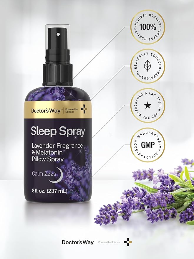Doctor's Way Sleep Spray 8 fl oz | 3 Pack | with Lavender &amp Melatonin | Fragrance Pillow Spray | Non-GMO Gluten Free Paraben Free
