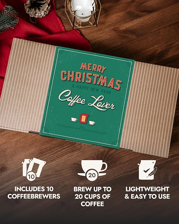 Christmas Coffee Gifts for Men &amp Women - 10 of the World's Finest Single Estate Specialty Coffees in Sampler Box for Coffee Lovers | Perfect Secret Santa Gift Set Idea with Unique Coffeebrewers