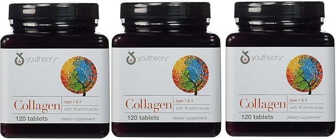 YouTheory Collagen Type 1 &amp 3 120 tablets (Pack of 3)