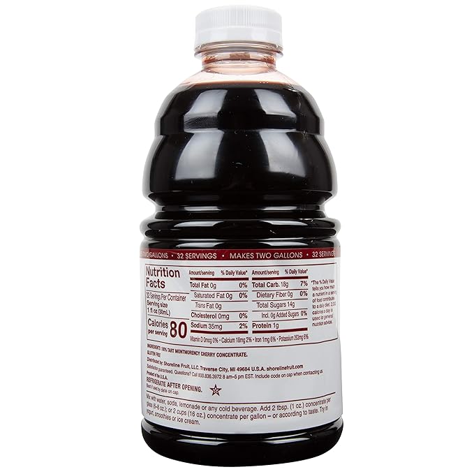 Cherry Bay Orchards Tart Cherry Concentrate - Natural Juice to Promote Healthy Sleep 32oz Bottle
