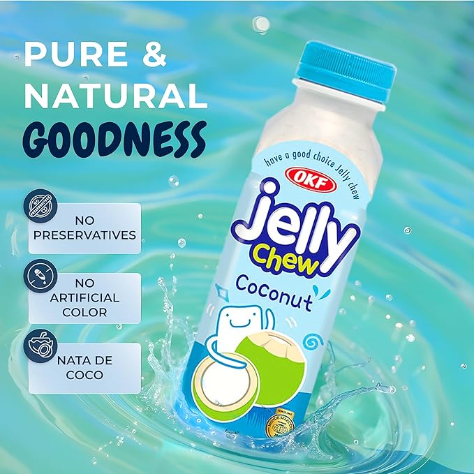 OKF Coconut Juice with Coconut Jelly Original Coconut Water Non GMO No Preservatives No Artificial Color Gluten Free/Fat Free 16.9 Fl Oz (Pack of 20)